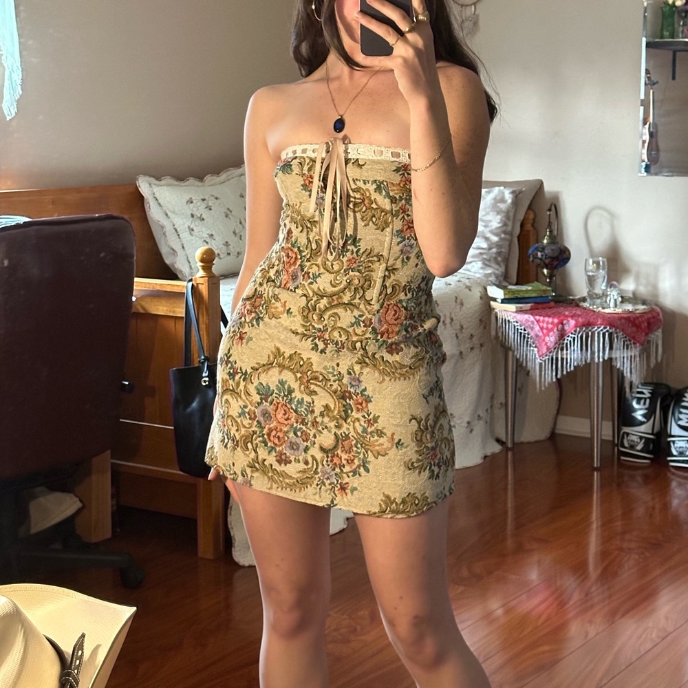 Floral Strapless Mini Dress